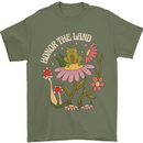 Honor the Land Frog Climate Change Hippy Mens T-Shirt 100% Cotton Military Green