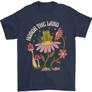 Honor the Land Frog Climate Change Hippy Mens T-Shirt 100% Cotton Navy Blue