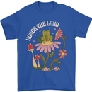 Honor the Land Frog Climate Change Hippy Mens T-Shirt 100% Cotton Royal Blue