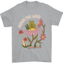 Honor the Land Frog Climate Change Hippy Mens T-Shirt 100% Cotton Sports Grey