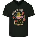 Honor the Land Frog Climate Change Hippy Mens V-Neck Cotton T-Shirt Black