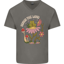 Honor the Land Frog Climate Change Hippy Mens V-Neck Cotton T-Shirt Charcoal