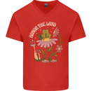 Honor the Land Frog Climate Change Hippy Mens V-Neck Cotton T-Shirt Red