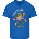 Honor the Land Frog Climate Change Hippy Mens V-Neck Cotton T-Shirt Royal Blue