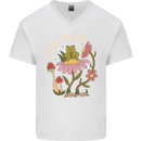 Honor the Land Frog Climate Change Hippy Mens V-Neck Cotton T-Shirt White