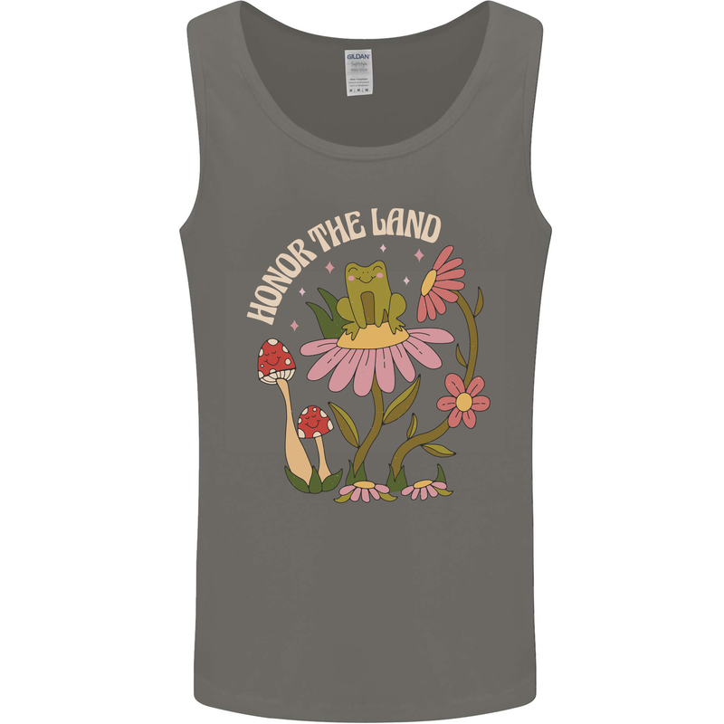 Honor the Land Frog Climate Change Hippy Mens Vest Tank Top Charcoal