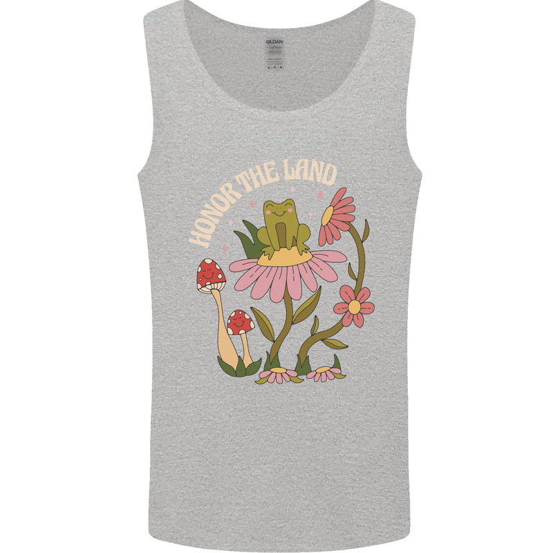 Honor the Land Frog Climate Change Hippy Mens Vest Tank Top Sports Grey