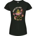 Honor the Land Frog Climate Change Hippy Womens Petite Cut T-Shirt Black