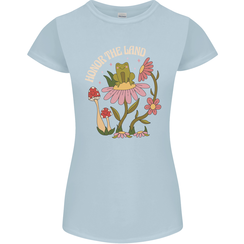 Honor the Land Frog Climate Change Hippy Womens Petite Cut T-Shirt Light Blue