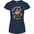 Honor the Land Frog Climate Change Hippy Womens Petite Cut T-Shirt Navy Blue