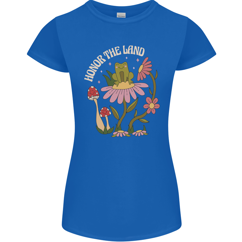 Honor the Land Frog Climate Change Hippy Womens Petite Cut T-Shirt Royal Blue