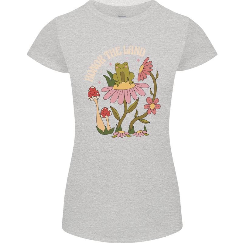 Honor the Land Frog Climate Change Hippy Womens Petite Cut T-Shirt Sports Grey