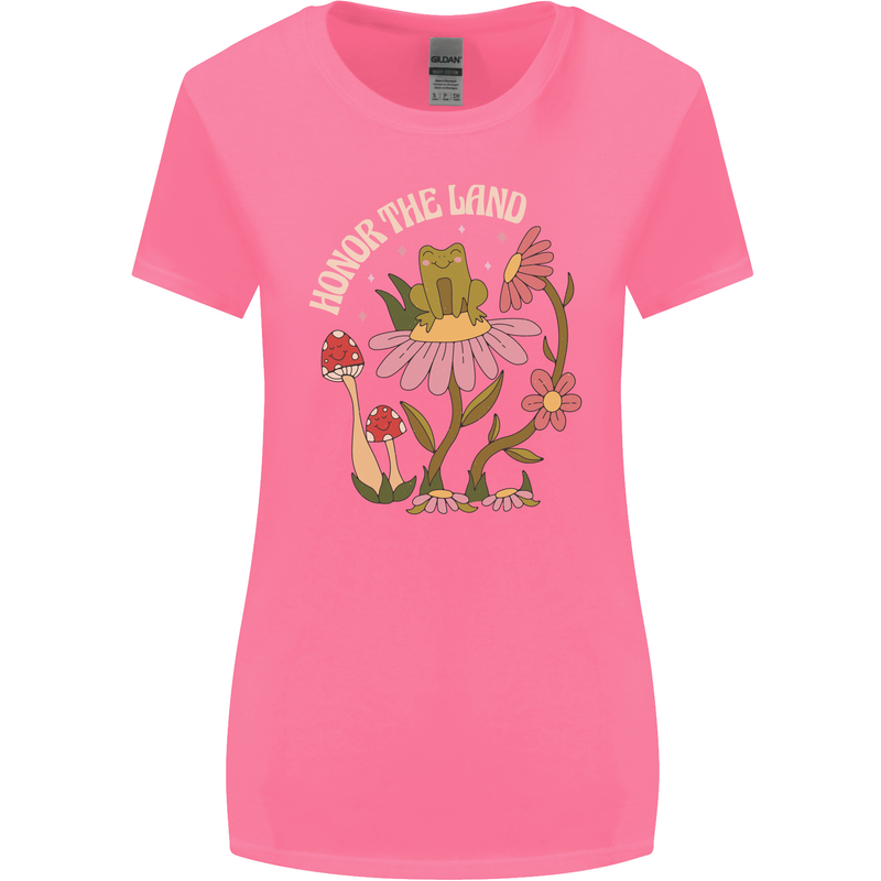 Honor the Land Frog Climate Change Hippy Womens Wider Cut T-Shirt Azalea