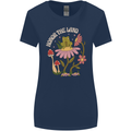 Honor the Land Frog Climate Change Hippy Womens Wider Cut T-Shirt Navy Blue