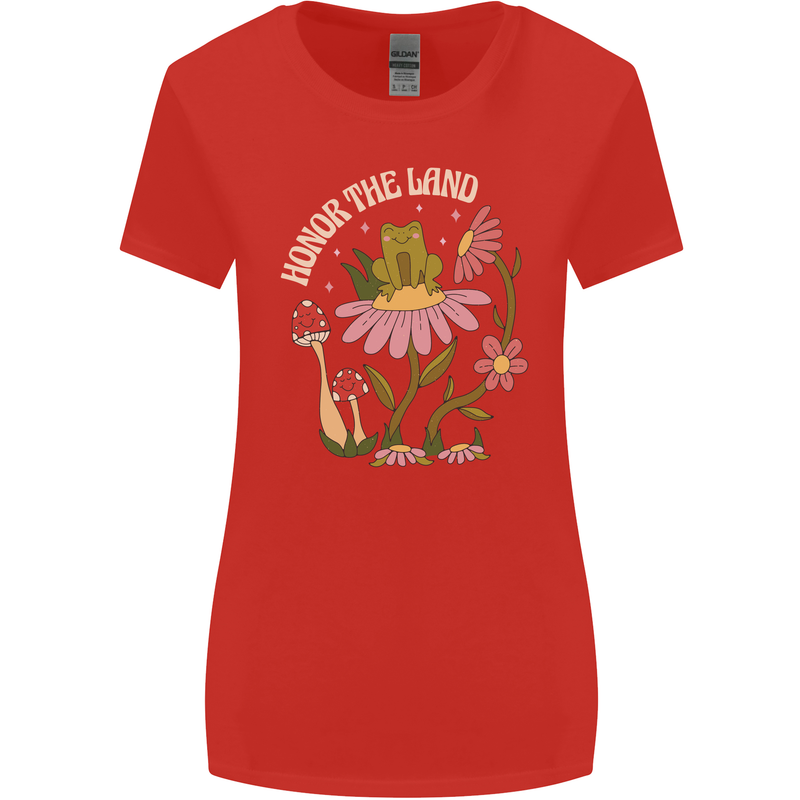 Honor the Land Frog Climate Change Hippy Womens Wider Cut T-Shirt Red