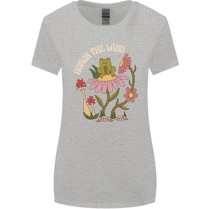 Honor the Land Frog Climate Change Hippy Womens Wider Cut T-Shirt Sports Grey