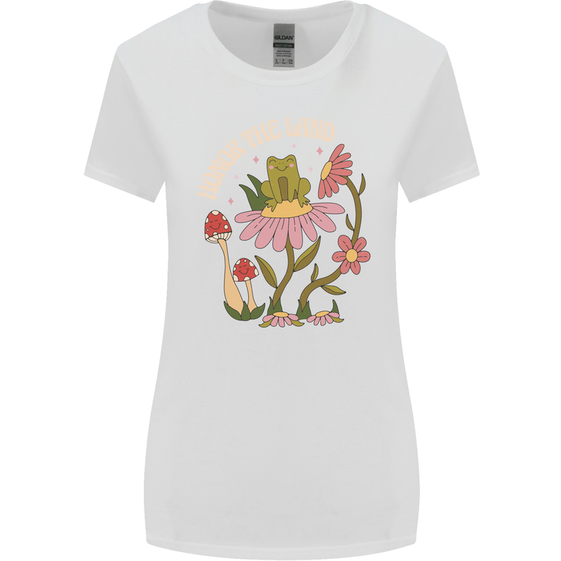 Honor the Land Frog Climate Change Hippy Womens Wider Cut T-Shirt White