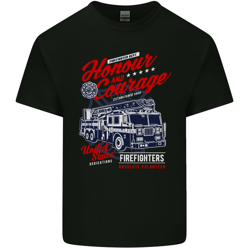 Honour and Courage Firefighter Fireman Mens Cotton T-Shirt Tee Top Black