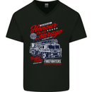 Honour and Courage Firefighter Fireman Mens V-Neck Cotton T-Shirt Black