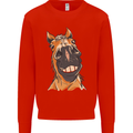 Horse Chops Equestrian Riding Kids Sweatshirt Jumper Bright Red