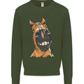 Horse Chops Equestrian Riding Kids Sweatshirt Jumper Forest Green