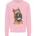 Horse Chops Equestrian Riding Kids Sweatshirt Jumper Light Pink