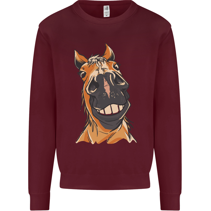 Horse Chops Equestrian Riding Kids Sweatshirt Jumper Maroon
