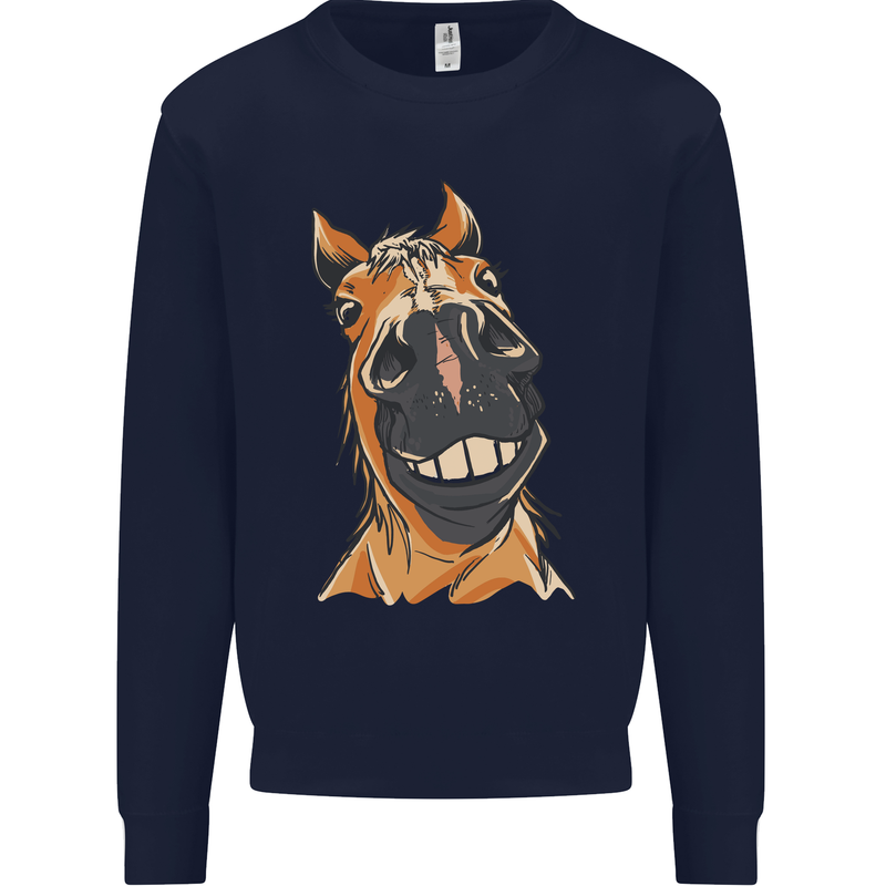 Horse Chops Equestrian Riding Kids Sweatshirt Jumper Navy Blue