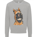 Horse Chops Equestrian Riding Kids Sweatshirt Jumper Sports Grey