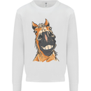 Horse Chops Equestrian Riding Kids Sweatshirt Jumper White