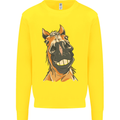 Horse Chops Equestrian Riding Kids Sweatshirt Jumper Yellow