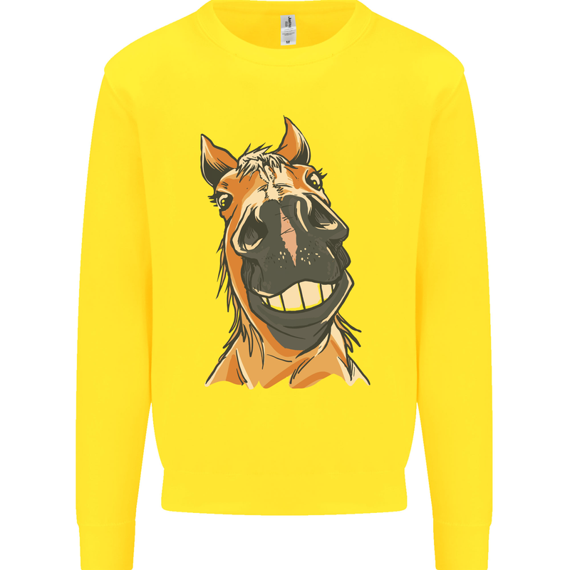 Horse Chops Equestrian Riding Kids Sweatshirt Jumper Yellow