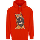 Horse Chops Equestrian Riding Mens 80% Cotton Hoodie Bright Red
