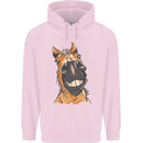 Horse Chops Equestrian Riding Mens 80% Cotton Hoodie Light Pink