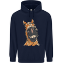 Horse Chops Equestrian Riding Mens 80% Cotton Hoodie Navy Blue