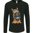 Horse Chops Equestrian Riding Mens Long Sleeve T-Shirt Black