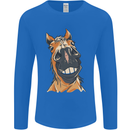 Horse Chops Equestrian Riding Mens Long Sleeve T-Shirt Royal Blue