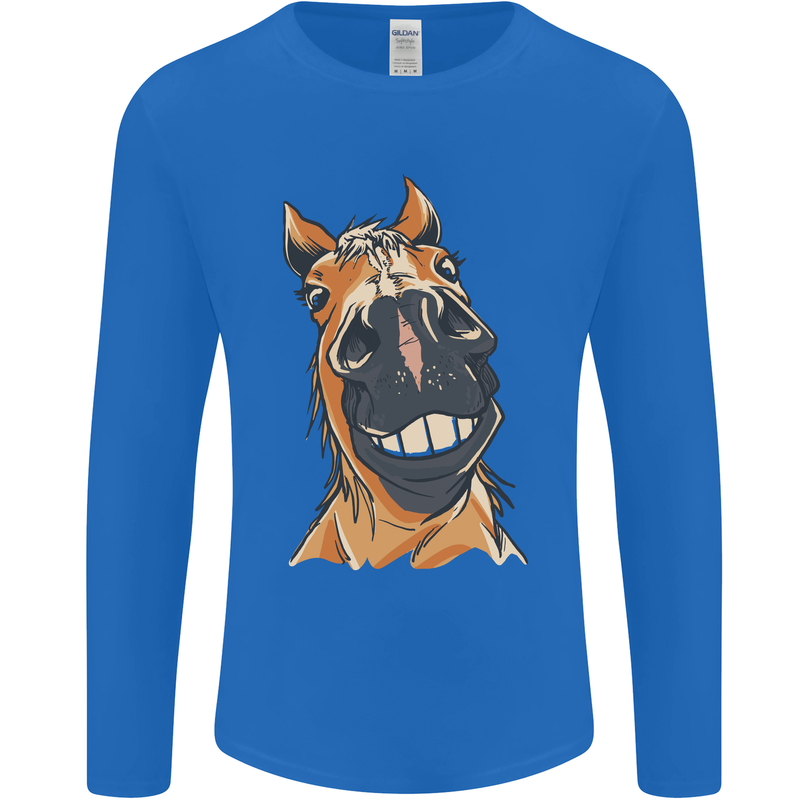 Horse Chops Equestrian Riding Mens Long Sleeve T-Shirt Royal Blue