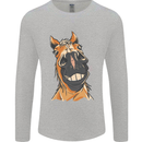 Horse Chops Equestrian Riding Mens Long Sleeve T-Shirt Sports Grey