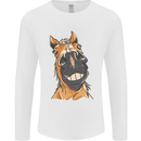 Horse Chops Equestrian Riding Mens Long Sleeve T-Shirt White