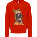 Horse Chops Equestrian Riding Mens Sweatshirt Jumper Bright Red