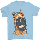 Horse Chops Equestrian Riding Mens T-Shirt 100% Cotton Light Blue