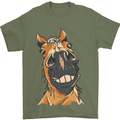 Horse Chops Equestrian Riding Mens T-Shirt 100% Cotton Military Green