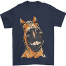 Horse Chops Equestrian Riding Mens T-Shirt 100% Cotton Navy Blue