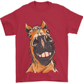 Horse Chops Equestrian Riding Mens T-Shirt 100% Cotton Red