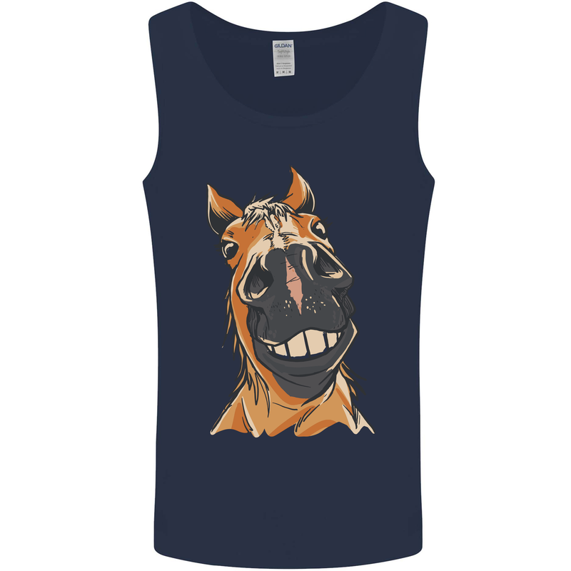 Horse Chops Equestrian Riding Mens Vest Tank Top Navy Blue