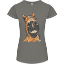 Horse Chops Equestrian Riding Womens Petite Cut T-Shirt Charcoal