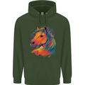 Horse Head Equestrian Childrens Kids Hoodie Forest Green