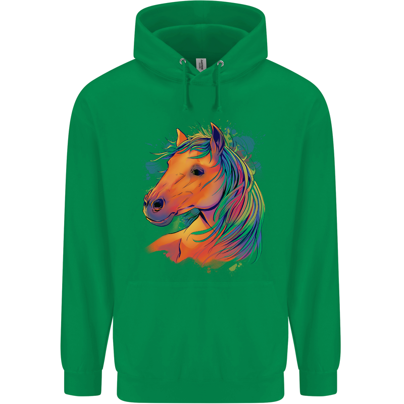 Horse Head Equestrian Childrens Kids Hoodie Irish Green