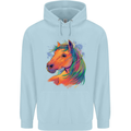 Horse Head Equestrian Childrens Kids Hoodie Light Blue